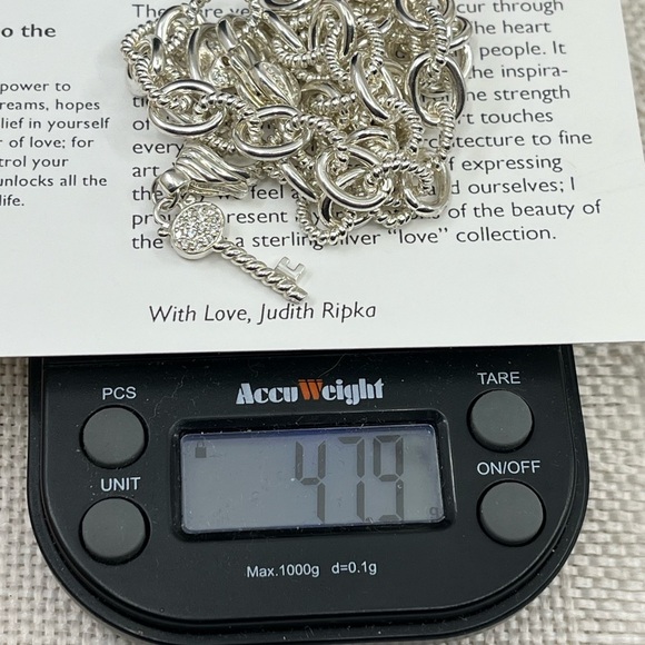 💎 Vintage Judith Ripka Sterling Silver Heart & Key Statement Necklace w/Box Cer - Picture 15 of 16